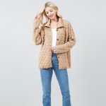 Wholesale quilted Shacket Side Pockets Button Closure Cotton Polyester