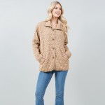 Wholesale quilted Shacket Side Pockets Button Closure Cotton Polyester