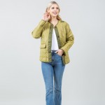 Wholesale quilted Puffer Shacket Open cuffed sleeves Two border accent Polyester