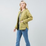 Wholesale quilted Puffer Shacket Open cuffed sleeves Two border accent Polyester