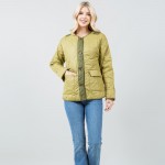 Wholesale quilted Puffer Shacket Open cuffed sleeves Two border accent Polyester