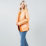Wholesale quilted Puffer Shacket Open cuffed sleeves Two border accent Polyester