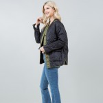 Wholesale quilted Puffer Shacket Open cuffed sleeves Two border accent Polyester