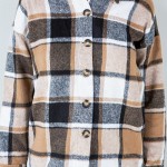 Wholesale soft Knit Button Down Shacket Cuffed sleeves Soft textured outside wov