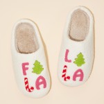 Wholesale plush Fa La La La Slide Slippers Pack Polyester Rubber Sole