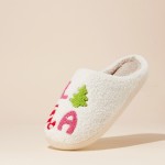 Wholesale plush Fa La La La Slide Slippers Pack Polyester Rubber Sole