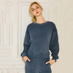 Wholesale women s Relaxed Ribbed Corduroy Long Sleeve Top Pack Relaxed Fit Cordu