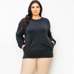 Wholesale women s Plus Sofie Soft Modal Scuba Oversized Crew Top Pockets Pack Cr