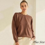 Wholesale women s Plus Sofie Soft Modal Scuba Oversized Crew Top Pockets Pack Cr