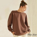 Wholesale women s Plus Sofie Soft Modal Scuba Oversized Crew Top Pockets Pack Cr