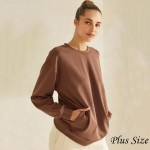 Wholesale women s Plus Sofie Soft Modal Scuba Oversized Crew Top Pockets Pack Cr