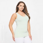 Wholesale lady s Plus V U Neckline Reversible Seamless Tank Shoulder Straps Back