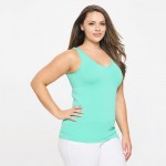 Wholesale lady s Plus V U Neckline Reversible Seamless Tank Shoulder Straps Back