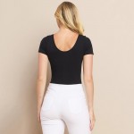 Wholesale reversible Seamless Short Sleeve Bodysuit Reversible V Neckline Thong