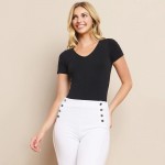 Wholesale reversible Seamless Short Sleeve Bodysuit Reversible V Neckline Thong