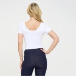 Wholesale reversible Seamless Short Sleeve Bodysuit Reversible V Neckline Thong