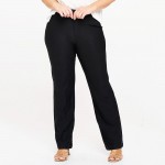 Wholesale women s Plus Straight Leg Ponte Pants Pack Front Pockets Elastic Waist