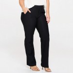 Wholesale women s Plus Straight Leg Ponte Pants Pack Front Pockets Elastic Waist