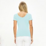 Wholesale women s Seamless Reversible V Neck Short Sleeve Top Fitted Silhouette
