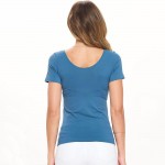 Wholesale women s Seamless Reversible V Neck Short Sleeve Top Fitted Silhouette