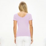 Wholesale women s Seamless Reversible V Neck Short Sleeve Top Fitted Silhouette
