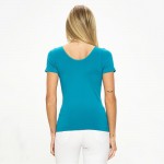 Wholesale women s Seamless Reversible V Neck Short Sleeve Top Fitted Silhouette