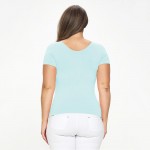 Wholesale women s Plus Seamless Reversible V Neck Short Sleeve Top Fitted Silhou