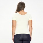 Wholesale women s Plus Seamless Reversible V Neck Short Sleeve Top Fitted Silhou