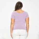 Wholesale women s Plus Seamless Reversible V Neck Short Sleeve Top Fitted Silhou