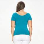 Wholesale women s Plus Seamless Reversible V Neck Short Sleeve Top Fitted Silhou