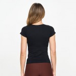 Wholesale women s Seamless Crew Neck Short Sleeve Top Crew Neck Seamless Tee Sel