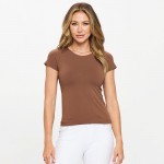 Wholesale women s Seamless Crew Neck Short Sleeve Top Crew Neck Seamless Tee Sel