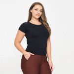 Wholesale women s Plus Seamless Crew Neck Short Sleeve Top Crew Neck Seamless Te