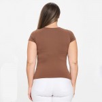 Wholesale women s Plus Seamless Crew Neck Short Sleeve Top Crew Neck Seamless Te