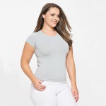 Wholesale women s Plus Seamless Crew Neck Short Sleeve Top Crew Neck Seamless Te