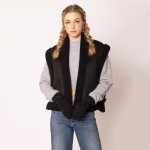 Wholesale do Everything Love Faux Suede Vest Fleece Edges Vegan Leather Buckle D