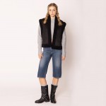 Wholesale do Everything Love Faux Suede Vest Fleece Edges Vegan Leather Buckle D