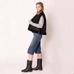Wholesale do Everything Love Faux Suede Vest Fleece Edges Vegan Leather Buckle D