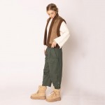 Wholesale do Everything Love Faux Suede Vest Fleece Edges Vegan Leather Buckle D