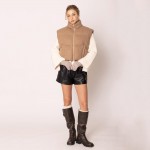 Wholesale do Everything Love Collar Puffer Knit Vest Full Zipper Closure Two Sid