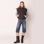 Wholesale do Everything Love Collar Puffer Knit Vest Full Zipper Closure Two Sid