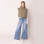 Wholesale do Everything Love Collar Puffer Knit Vest Full Zipper Closure Two Sid
