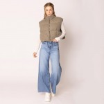 Wholesale do Everything Love Collar Puffer Knit Vest Full Zipper Closure Two Sid