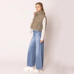 Wholesale do Everything Love Collar Puffer Knit Vest Full Zipper Closure Two Sid
