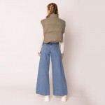 Wholesale do Everything Love Collar Puffer Knit Vest Full Zipper Closure Two Sid