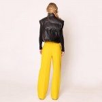 Wholesale do Everything Love Puffy Vegan Leather Cropped Vest Snap Button Zip Cl