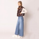 Wholesale do Everything Love Puffy Vegan Leather Cropped Vest Snap Button Zip Cl