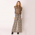 Wholesale do Everything Love Puffy Vegan Leather Cropped Vest Snap Button Zip Cl
