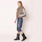 Wholesale do Everything Love Puffy Vegan Leather Cropped Vest Snap Button Zip Cl