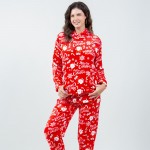 Wholesale super Soft Fleece Merry Christmas Santa Hooded Pajama Set Front Pouch